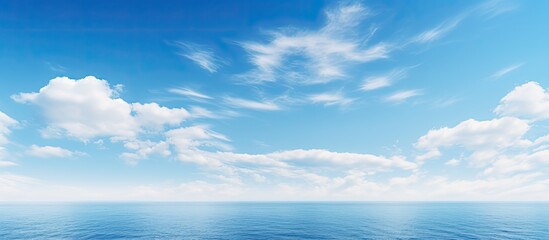 Poster - Beautiful seascape view with blue cloudy sky. Creative banner. Copyspace image
