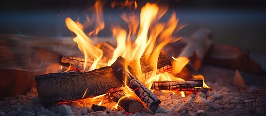 Canvas Print - closeup campfire. Creative banner. Copyspace image