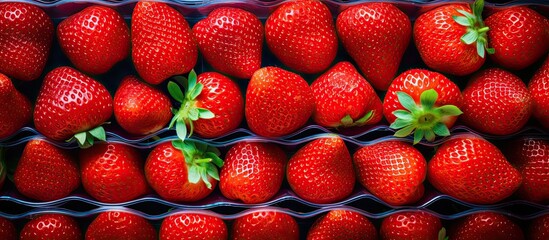 Aufkleber - Strawberry in package at the market. Creative banner. Copyspace image