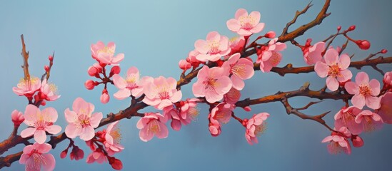 Aufkleber - peach blossom There are many peach blossom in spring Peach is the symbol of Vietnamese lunar new year. Creative banner. Copyspace image
