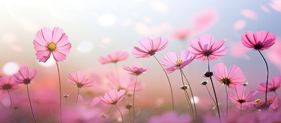 Aufkleber - closeup soft focus on cosmos flowers. Creative banner. Copyspace image