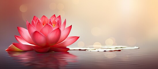 Poster - A red lotus flower in full bloom. Creative banner. Copyspace image