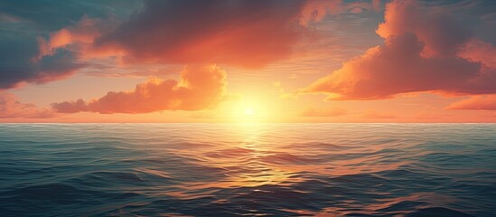 Beautiful sunrise on the sea. Creative banner. Copyspace image