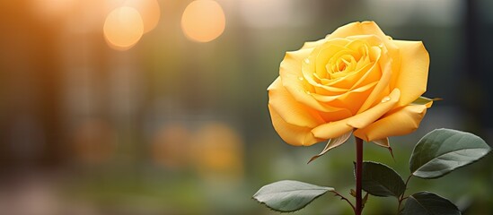 Poster - Yellow rose close up Soft blur background. Creative banner. Copyspace image