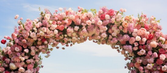 Aufkleber - wedding arch of fresh flowers. Creative banner. Copyspace image