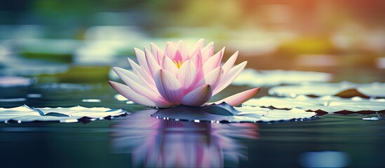 Poster - Lotus flower in pond. Creative banner. Copyspace image