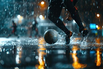 night city street scene playing football 