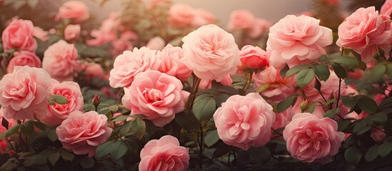Aufkleber - beautiful roses growing in the yard. creative banner. copyspace image