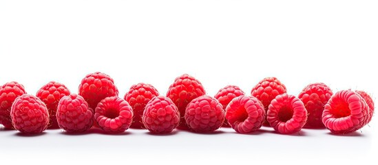 Poster - Raspberry berries on a white background. Creative banner. Copyspace image