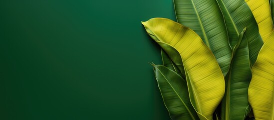 Poster - the leave banana background color is yellow and green. Creative banner. Copyspace image