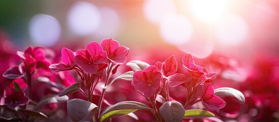 Aufkleber - red spinach flowers with sun light. Creative banner. Copyspace image