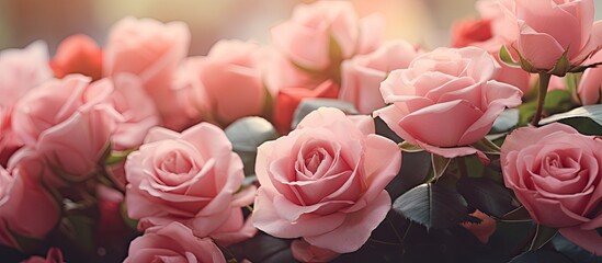 Aufkleber - Beautiful bouquet of rose flowers vintage filter. Creative banner. Copyspace image