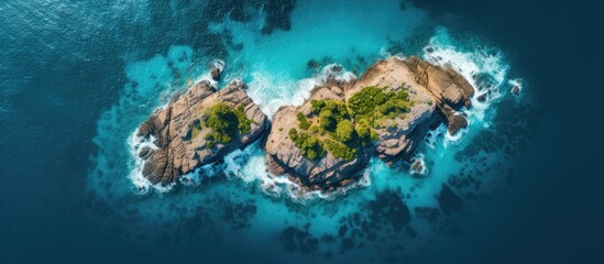 Leinwandbilder - High angle scenic view of island amidst sea. Creative banner. Copyspace image