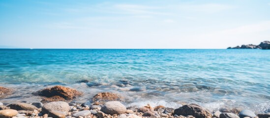 Poster - Blurred landscape on sea side for background and wallpaper copy space off travel concept footage
