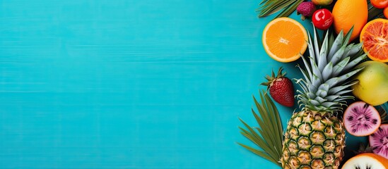 Poster - Flatlay summer images with colorful items. Creative banner. Copyspace image