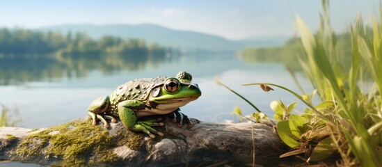 Poster - wild frog water. Creative banner. Copyspace image