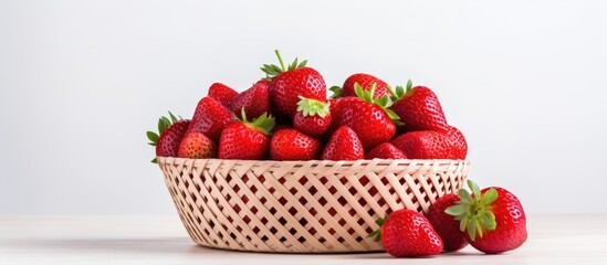 Aufkleber - strawberry basket white background. Creative banner. Copyspace image