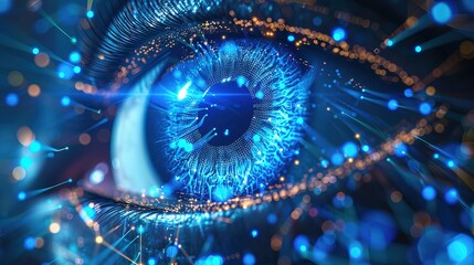 futuristic digital eye data network and cyber security technology background