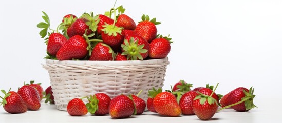 Wall Mural - strawberry basket white background. Creative banner. Copyspace image
