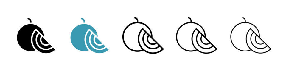 Wall Mural - Melon line icon set. Watermelon slice vector sign. Honeydew fruit icon for UI designs.