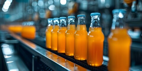 Poster - Modern technology automates beverage production in industrial factories for efficient manufacturing. Concept Industrial Automation, Beverage Production, Modern Technology, Efficiency, Manufacturing