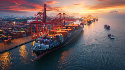 Wall Mural - The global maritime logistics network, focusing on major shipping lanes, ports, and distribution centers.