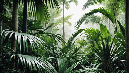 Wall Mural - creative layout of colorful palm leaves on a white background in the rays of the sun, with shadows. 