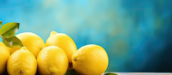 Canvas Print - Juicy lemons on a summer day. Creative banner. Copyspace image