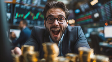 Poster - Traders are excited about investing in new stocks.