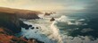 © HN Works - Cliff and waves of the sea. Creative banner. Copyspace image
