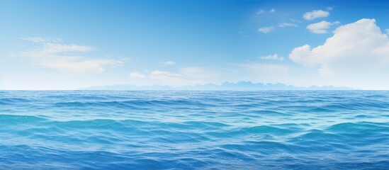 Leinwandbilder - Blue seascape shiny blue sea horizon blue sky. Creative banner. Copyspace image