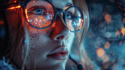 Poster - The photo is intentionally blurred with a close-up of LED lights creating an abstract bokeh effect