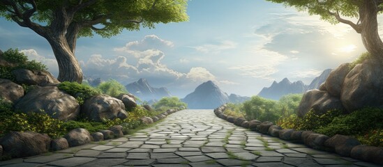 Poster - Natural road. Creative banner. Copyspace image