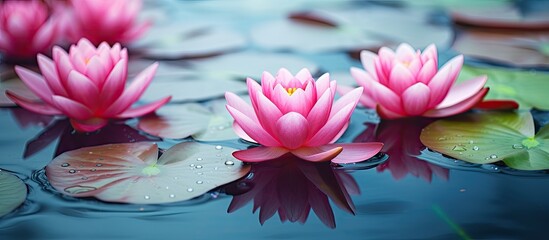 Poster - simple wallpaper for desktop lotus flower petals water lily so pretty. Creative banner. Copyspace image