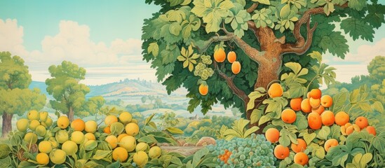 Poster - Pear tree. Creative banner. Copyspace image