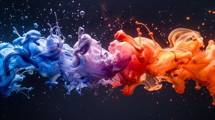 Poster - Artistic rendering of swirling liquids in blue, purple, and orange hues giving the impression of fluid motion and vibrant creativity