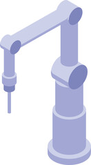Poster - modern industrial robotic arm picking up a small object in isometric view