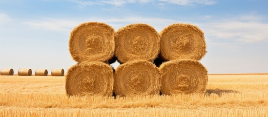 Poster - Hay bale pile. Creative banner. Copyspace image
