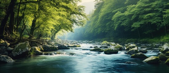 Aufkleber - Water runs through the river. Creative banner. Copyspace image