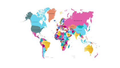  World map. Modern color vector map. Silhouette map.	