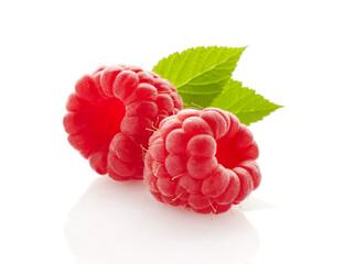 Sticker - Raspberry closeup on white background