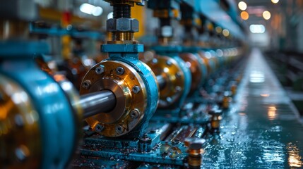 Poster - A detailed image showcasing machinery components with a complex industrial background and vibrant illumination