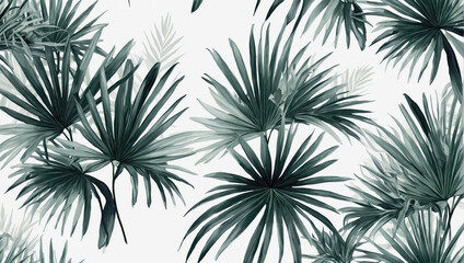 Wall Mural - creative layout of colorful palm leaves on a white background in the rays of the sun, with shadows. 
