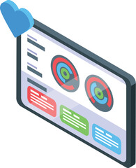 Poster - Social media manager analyzing likes, followers and engagement growth on a dashboard