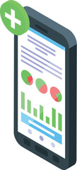 Poster - Smartphone is showing positive dynamics with growing graphs and charts displayed on screen