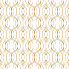 Wall Mural - Art deco seamless  gold geometric pattern, bauble pattern features fans and chevrons radiating from a center point.