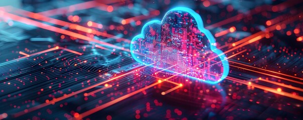 Poster - secure cloud environment protecting sensitive data digital transformation concept with futuristic vi
