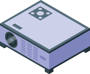 Poster - Modern digital video projector standing on a table in isometric view