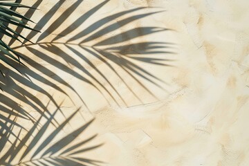 Sticker - Tropical Palm Leaf Shadow on Sand Background