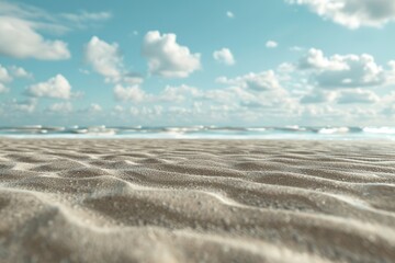 Wall Mural - Sand on beach on blue sky and ocean background